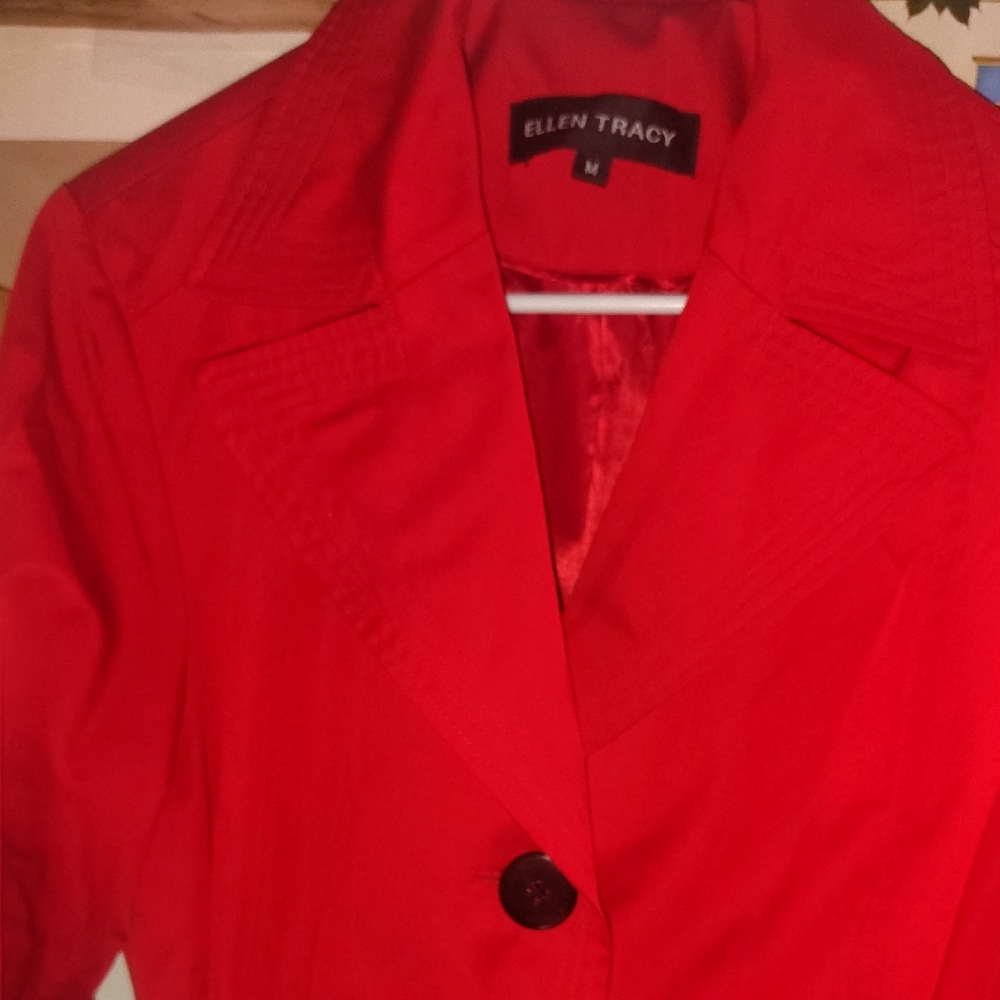 Ellen Tracy Women's Bold Red Trench Coat